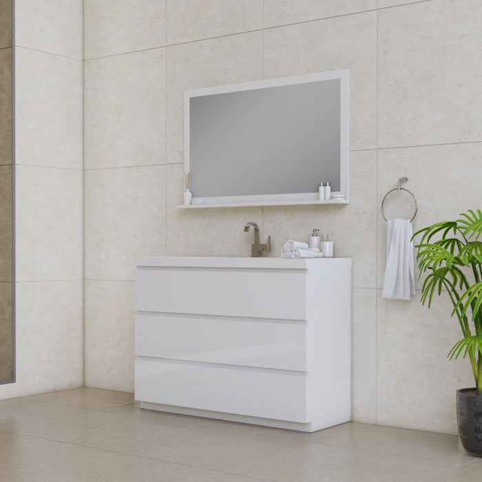 Alya Bath Paterno 48" Single White Modern Freestanding Bathroom Vanity With Acrylic Top and Integrated Sink