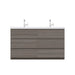 Alya Bath Paterno 60" Double Gray Modern Freestanding Bathroom Vanity With Acrylic Top and Integrated Sink