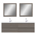 Alya Bath Paterno 72" Double Gray Modern Wall Mounted Bathroom Vanity With Acrylic Top and Integrated Sink