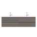 Alya Bath Paterno 72" Double Gray Modern Wall Mounted Bathroom Vanity With Acrylic Top and Integrated Sink