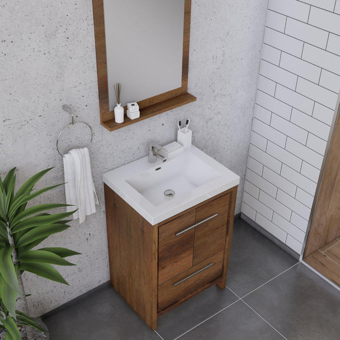 Alya Bath Sortino 24" Single Rosewood Modern Freestanding Bathroom Vanity With Acrylic Top and Integrated Sink