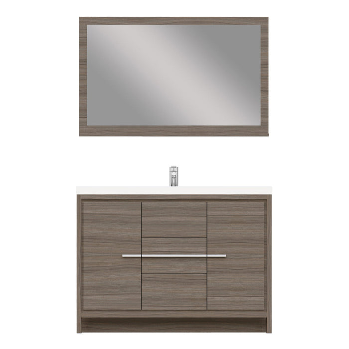 Alya Bath Sortino 48" Single Gray Modern Freestanding Bathroom Vanity With Acrylic Top and Integrated Sink
