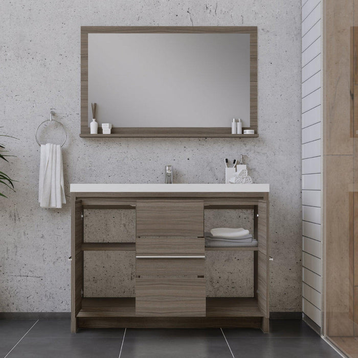 Alya Bath Sortino 48" Single Gray Modern Freestanding Bathroom Vanity With Acrylic Top and Integrated Sink