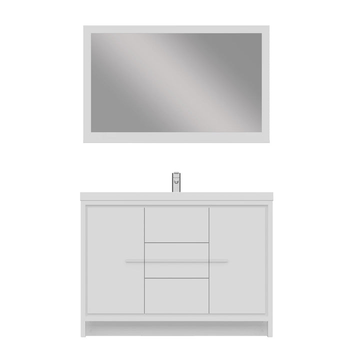 Alya Bath Sortino 48" Single White Modern Freestanding Bathroom Vanity With Acrylic Top and Integrated Sink