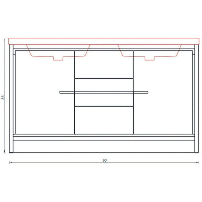 Alya Bath Sortino 60" Double White Modern Freestanding Bathroom Vanity With Acrylic Top and Integrated Sink