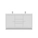Alya Bath Sortino 60" Double White Modern Freestanding Bathroom Vanity With Acrylic Top and Integrated Sink