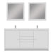 Alya Bath Sortino 72" Double White Modern Freestanding Bathroom Vanity With Acrylic Top and Integrated Sink