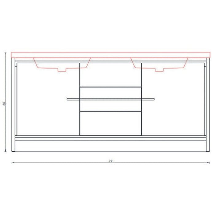 Alya Bath Sortino 72" Double White Modern Freestanding Bathroom Vanity With Acrylic Top and Integrated Sink