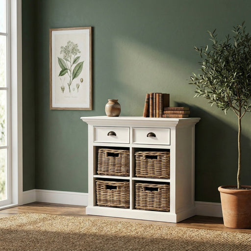 NovaSolo Halifax Medium Buffet with Basket Set White B181
