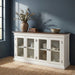 NovaSolo Halifax Accent Display Buffet with 4 Glass Doors in White Distress & Deep Brown B184TWD