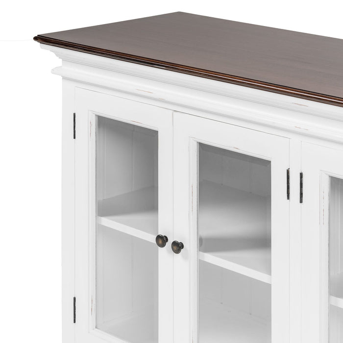 NovaSolo Halifax Accent Display Buffet with 4 Glass Doors in White Distress & Deep Brown B184TWD