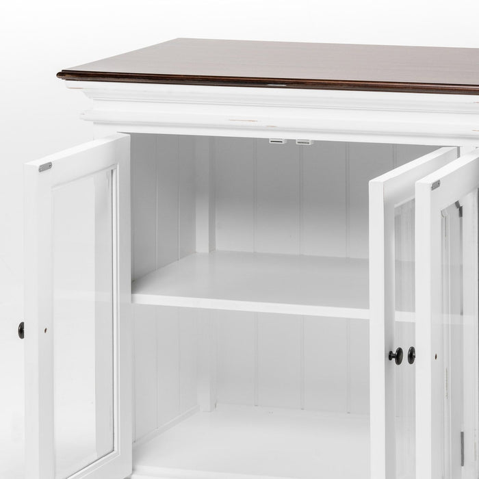 NovaSolo Halifax Accent Display Buffet with 4 Glass Doors in White Distress & Deep Brown B184TWD