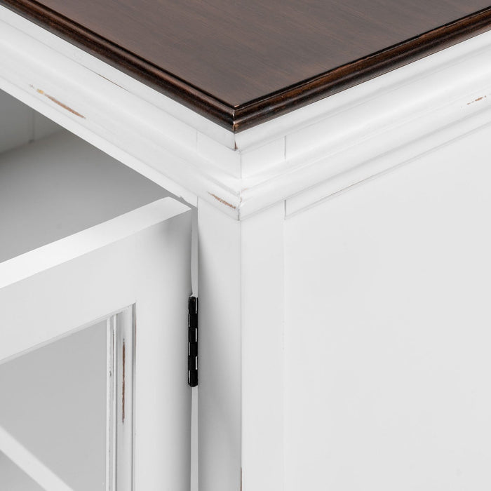 NovaSolo Halifax Accent Display Buffet with 4 Glass Doors in White Distress & Deep Brown B184TWD