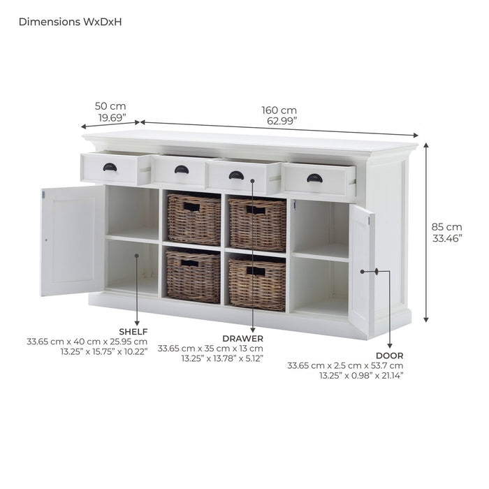 NovaSolo Halifax Contrast Buffet with 4 Baskets In Classic White & Black B189CT