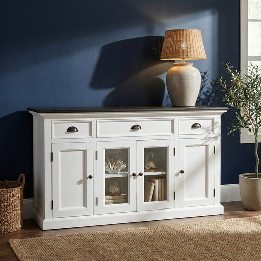 NovaSolo Halifax Contrast Buffet with 4 Doors 3 Drawers In Classic White & Black B191CT