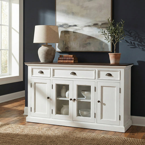 NovaSolo Halifax Accent Buffet with 4 Doors 3 Drawers In White Distress & Deep Brown B191TWD