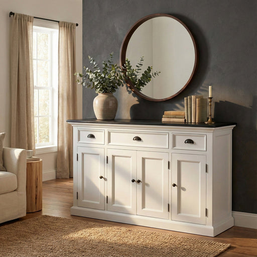 NovaSolo Halifax Contrast Buffet with 4 Doors 3 Drawers In Classic White & Black B192CT