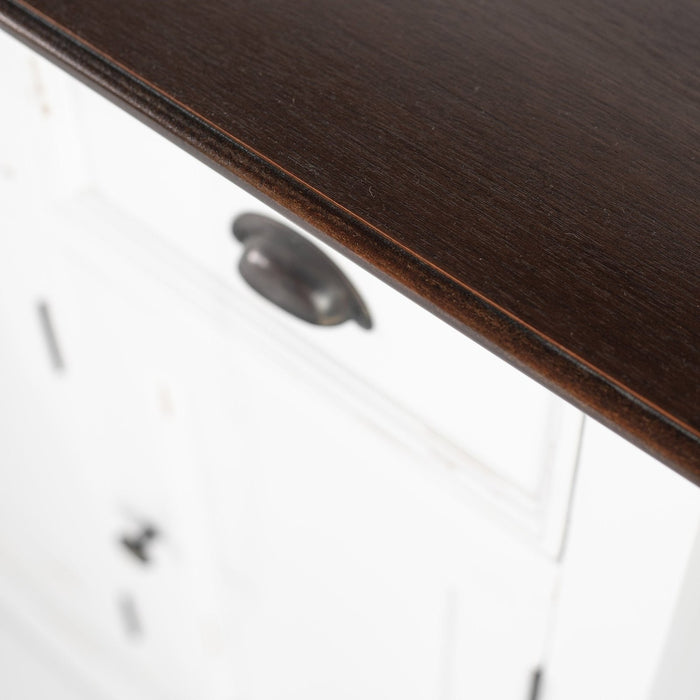 NovaSolo Halifax Accent Buffet with 4 Doors 3 Drawers In White Distress & Deep Brown B192TWD