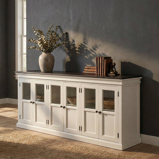 NovaSolo Halifax Contrast Buffet with 6 Glass Doors In Classic White & Black B195CT