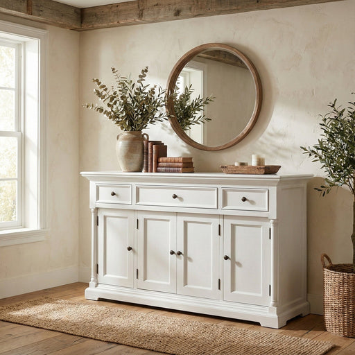NovaSolo Provence Buffet with 4 Doors 3 Drawers in Classic White B198