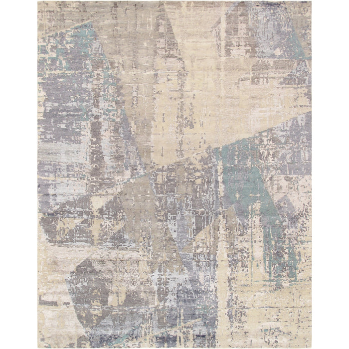Pasargad Home Modern Collection Hand-Knotted Grey Bsilk & Wool Area Rug-10' 0" X 13' 9" bc-1179wh 10x14