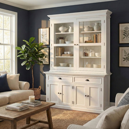 NovaSolo Halifax Glass-Display Hutch Unit White BCA594