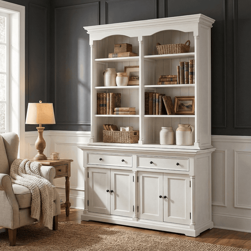 NovaSolo Provence Cabinet with Hutch White BCA595