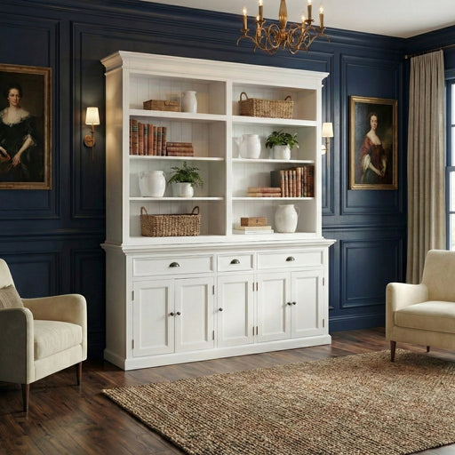 NovaSolo Halifax Hutch Bookcase 5 Doors 3 Drawers White BCA606