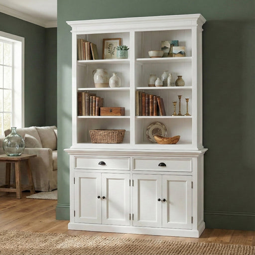 NovaSolo Halifax Buffet Hutch Unit with 8 Shelves White BCA609