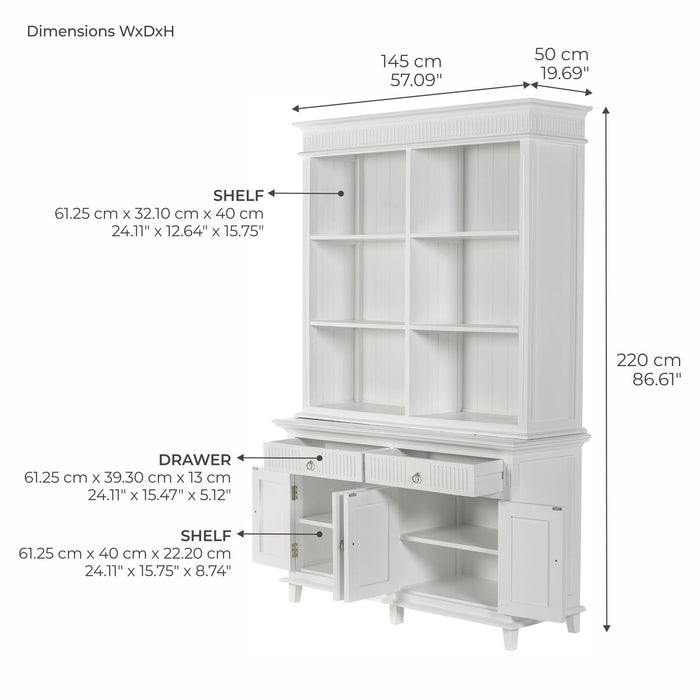 NovaSolo Skansen Hutch Unit with 6 Shelves in Classic White BCA615