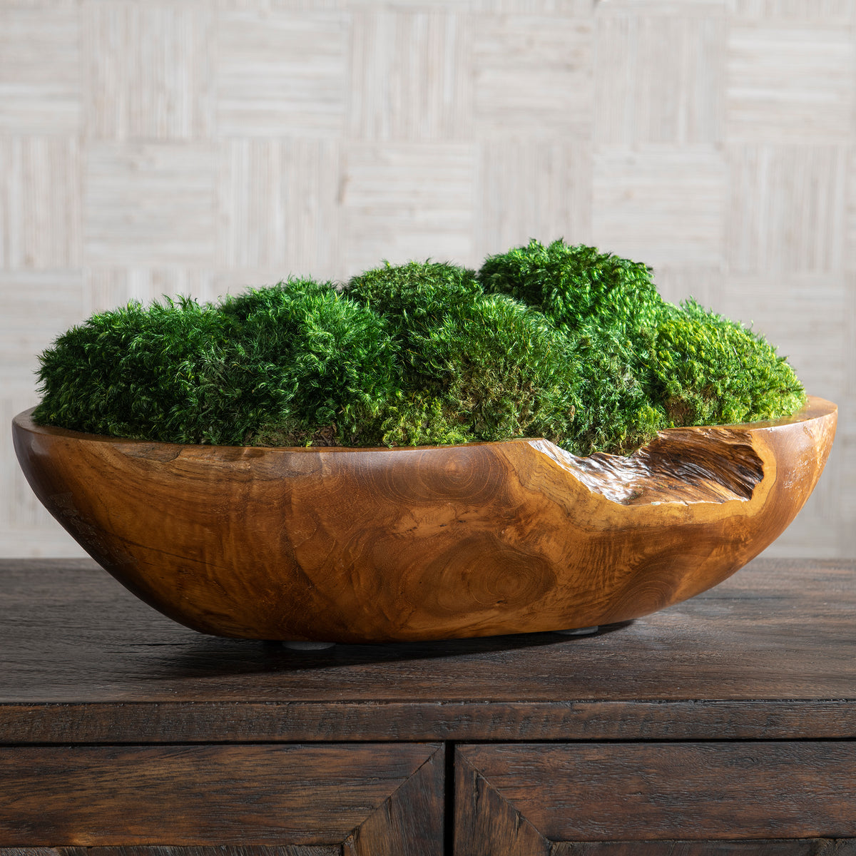  Uttermost Kinsale Green Moss 19 Wide Centerpiece in Natural  Wood Bowl: Home & Kitchen
