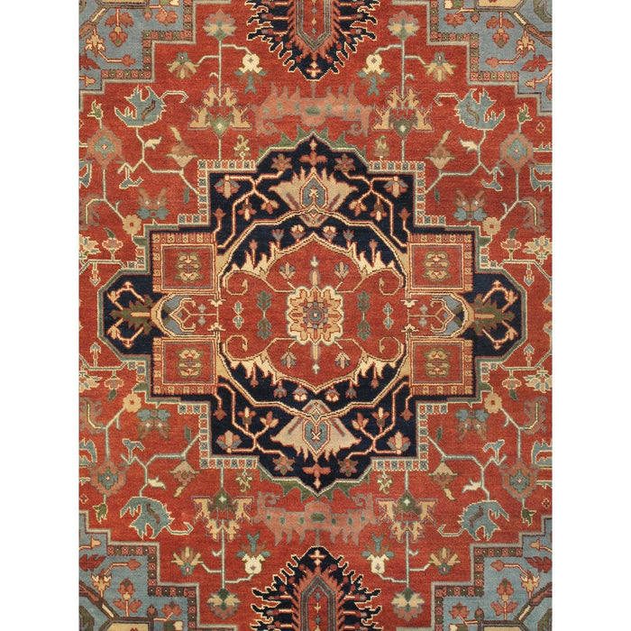 Pasargad Home Serapi Collection Hand-Knotted Rust Wool Area Rug- 9' 2" X 11'11" PB-5B 9x12