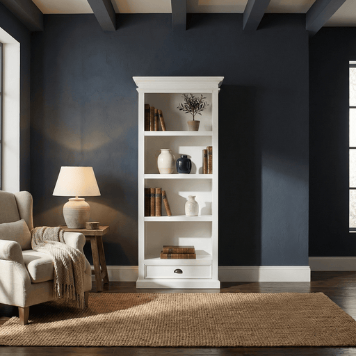 NovaSolo Halifax Bookcase with 1 Drawer White CA604