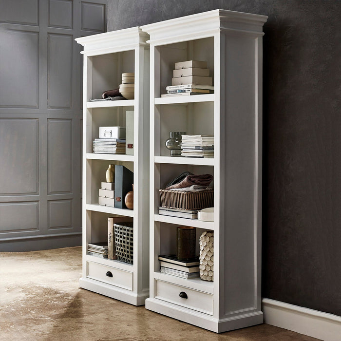 NovaSolo Halifax Bookcase with 1 Drawer White CA604