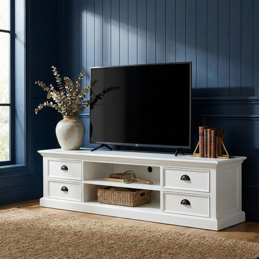 NovaSolo Halifax Large Entertainment Center with 4 Drawers White CA631