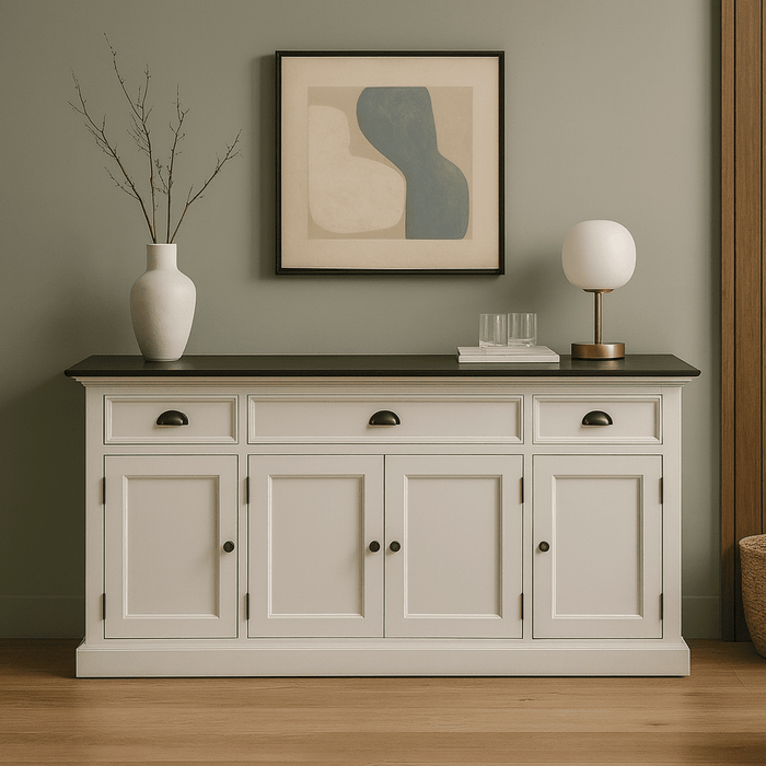 NovaSolo Halifax Contrast Buffet Console Table in Classic White & Black CA633CT