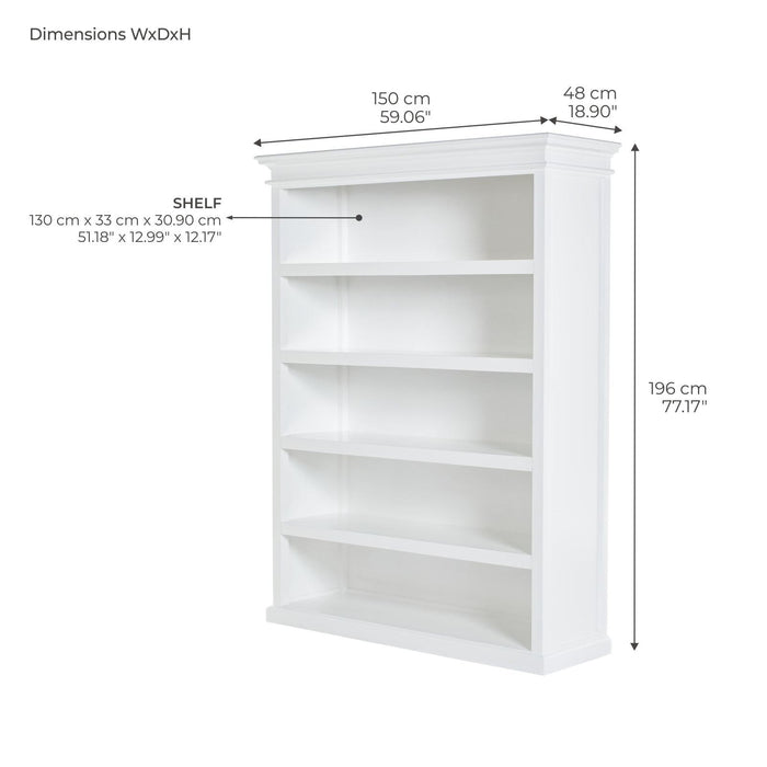 NovaSolo Halifax Bookcase with 5 Shelves in Classic White CA635