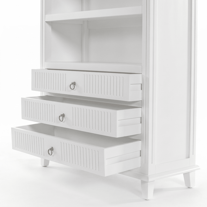 NovaSolo Skansen Bookcase with 3 Drawers in Classic White CA641