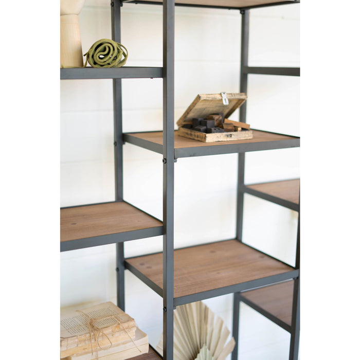 Kalalou Metal Wood Tall Geometric Display Shelves