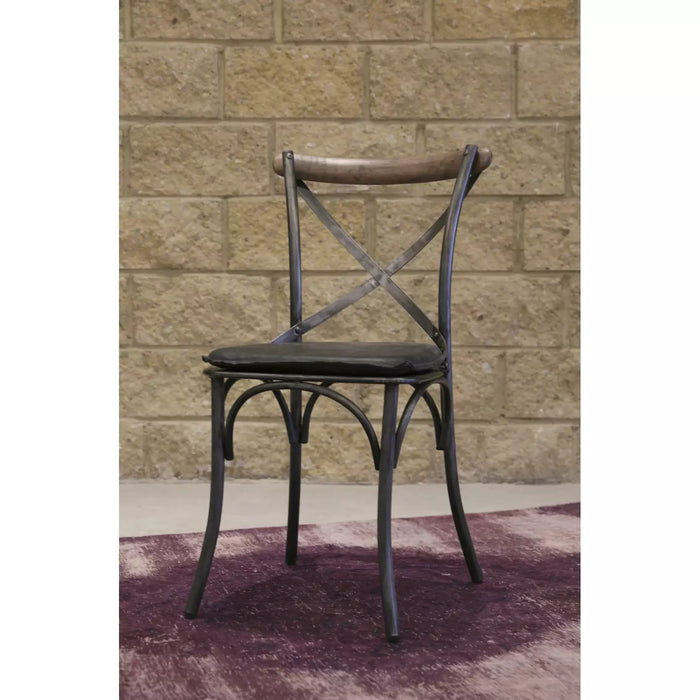 LH Imports Metal Crossback Chair with Black Seat Cushion CLA-03BLK