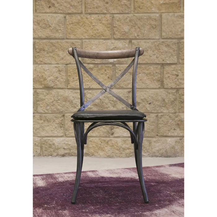 LH Imports Metal Crossback Chair with Black Seat Cushion CLA-03BLK