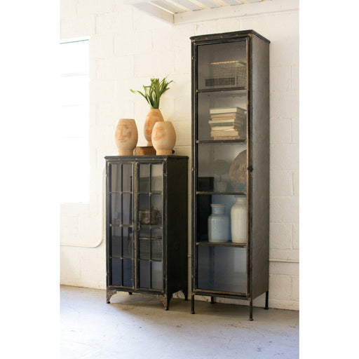 Kalalou Tall Iron Glass Apothecary Cabinet