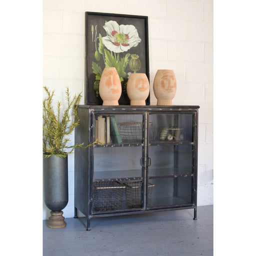 Kalalou Short Iron Glass Apothecary Cabinet