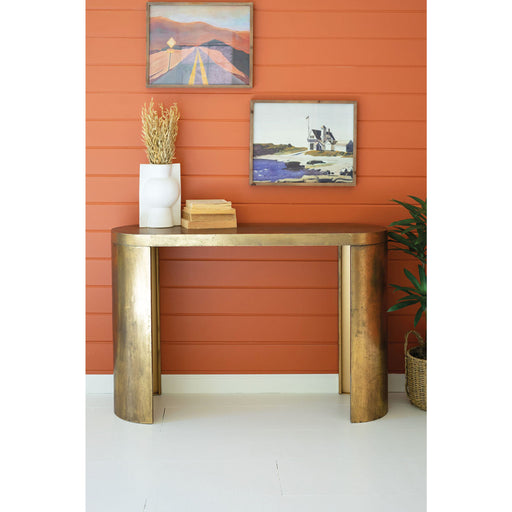 Kalalou Oval Antique Brass Console Table