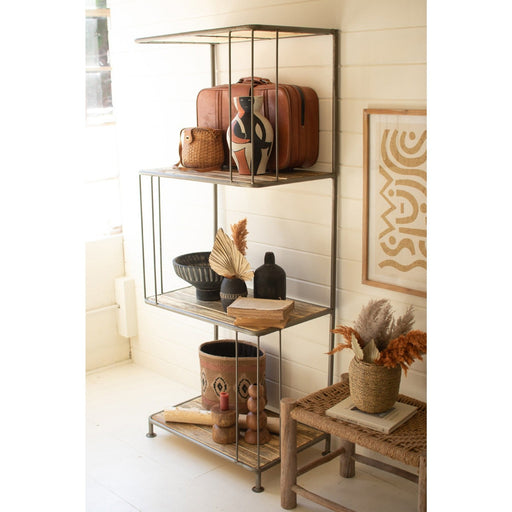 Kalalou Asymmetrical Wood Metal Display Shelf
