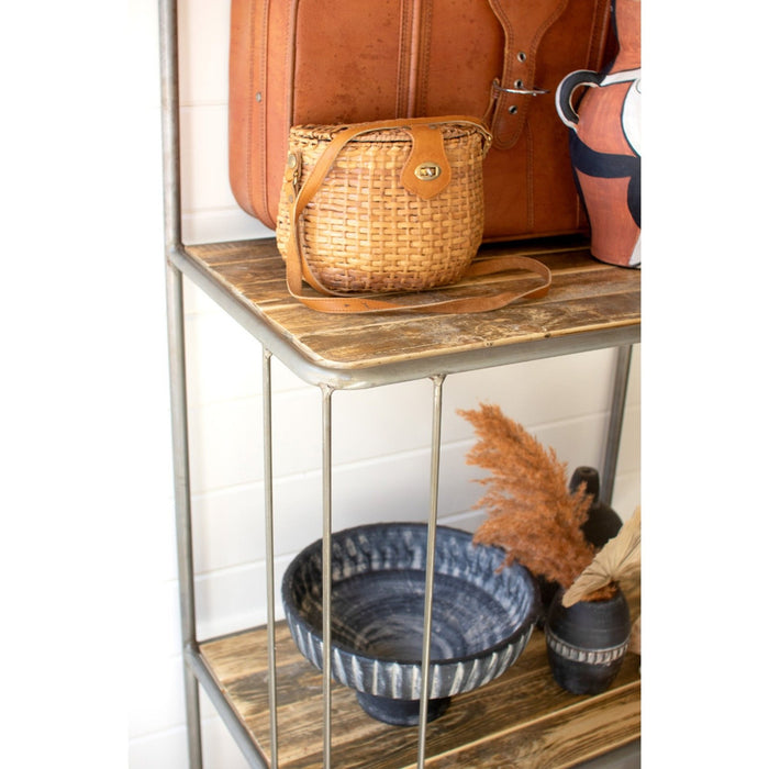 Kalalou Asymmetrical Wood Metal Display Shelf