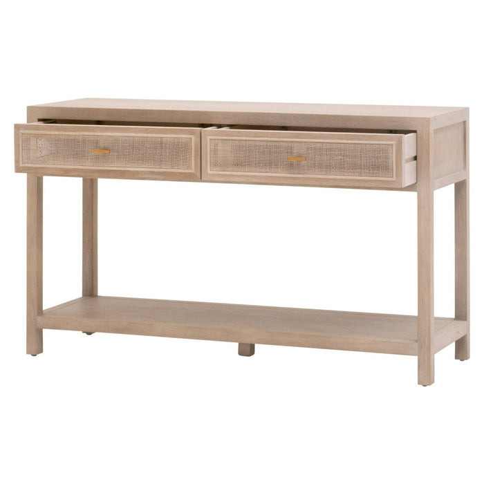 Essentials For Living Bella Antique Cane 2-Drawer Entry Console 8088.SGRY-OAK/CN