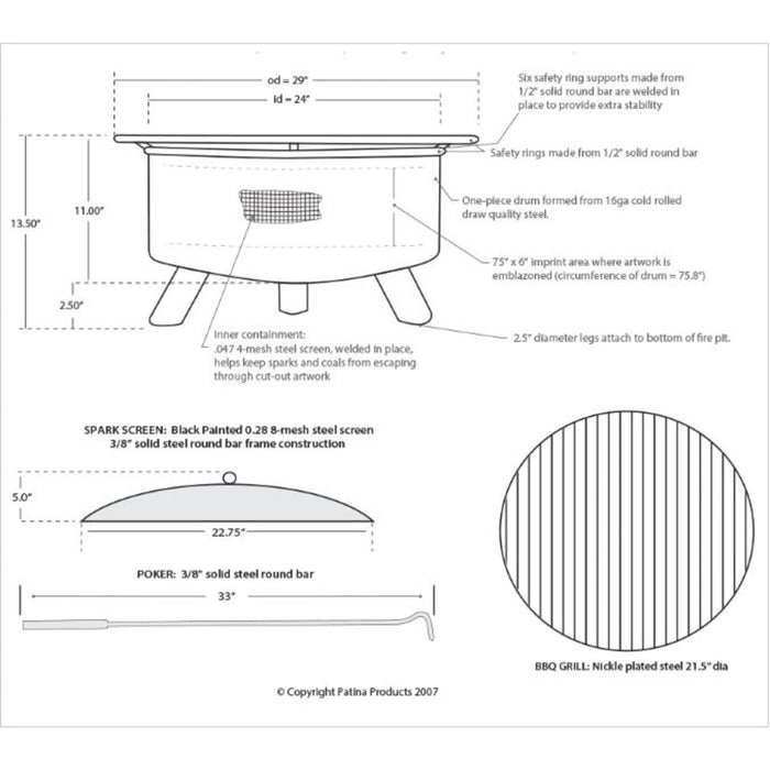 Patina Products Oklahoma State Fire Pit F227