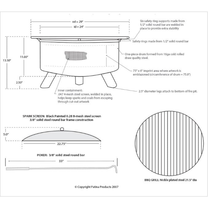 Patina Products Michigan State Fire Pit F403