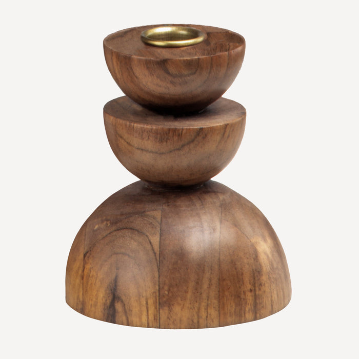 Union Home Cupola Candle Holder Small Acacia DEC00109